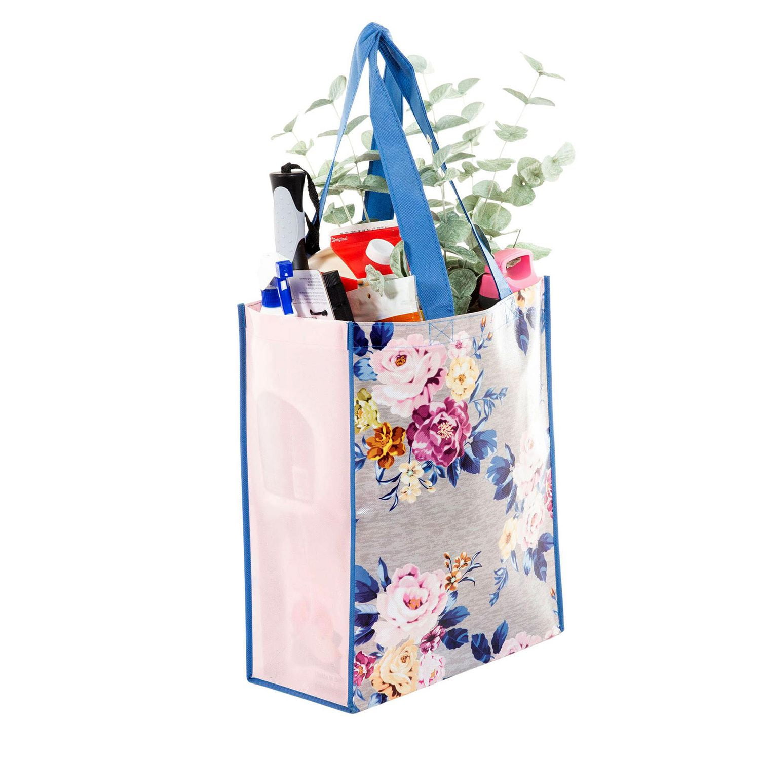 Walmart Reusable Shopping Bag, Grocery Tote Bag with Floral Print, Multi-Colour