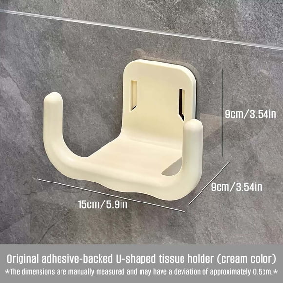Porte-essuie-tout Sans Perçage sous Tablette, Distributeur de Papier Hygiénique Adhésif en Forme de U, Boîte de Rangement Suspendue Inversée pour Débarbouillettes avec Crochets Latéraux, Convient aux Tablettes jusqu'à 0,63 Pouces, 1 Paquet