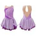 thumbnail image 3 of Miaeowve Robe de Patinage Artistique pour Filles Sans Manches avec Strass, Vêtements de Danse Ballet Performance Lavande 8, 3 of 7