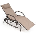 thumbnail image 1 of Gymax Chaise Longue de Patio à Glissière Fauteuil Inclinable Réglable Cadre en Métal Robuste Extérieur Brun, 1 of 9