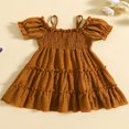 thumbnail image 3 of MesaSe Robe Trapèze pour Tout-Petits Filles Manches Courtes Épaules Dénudées Bretelles Spaghetti Robe Plissée Robe d'Été Vert Foncé 2-3 Ans, 3 of 8
