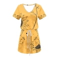 thumbnail image 4 of DPTALR Robe Mi-Mollet à Manches Courtes et Col en V pour Femmes, Jupes Courtes Rétro pour Dames, Jolies Robes d'Été pour Sorties pour Filles, 4 of 4