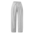 thumbnail image 2 of Capri Pants for Women Casual Solid Color Pockets Elastic Waist Drawstring Comfortable Wide Leg Straight Calf-Length Pants（Gray,M）, 2 of 5