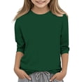 thumbnail image 2 of Plebaso Garçons Filles T-Shirts à Manches 3/4 Col Rond Blouse T-Shirt Basique Hauts Décontractés Unis T-Shirts Légers, 2 of 5