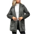 thumbnail image 2 of EGNMCR Veste à Manches Longues pour Femmes, Manteau Décontracté Sans Capuche à Manches Longues & Vestes pour Femmes à Revers en Molleton Double Face avec Poches, Hauts Récréatifs à Manches Longues pour Femmes Manteau, 2 of 9