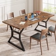 thumbnail image 4 of BeesClover 70.9" Large Dining Room Table for 6, Rectangular Kitchen Table with Heavy Duty Metal Legs, Farmhouse Wooden Dining Table for Big Family, 4 of 6