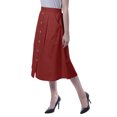 thumbnail image 3 of Moomaya Womens Below Knee Length A-Line Skirt Front Button Casual Skirt w/ Pockets, 3 of 6