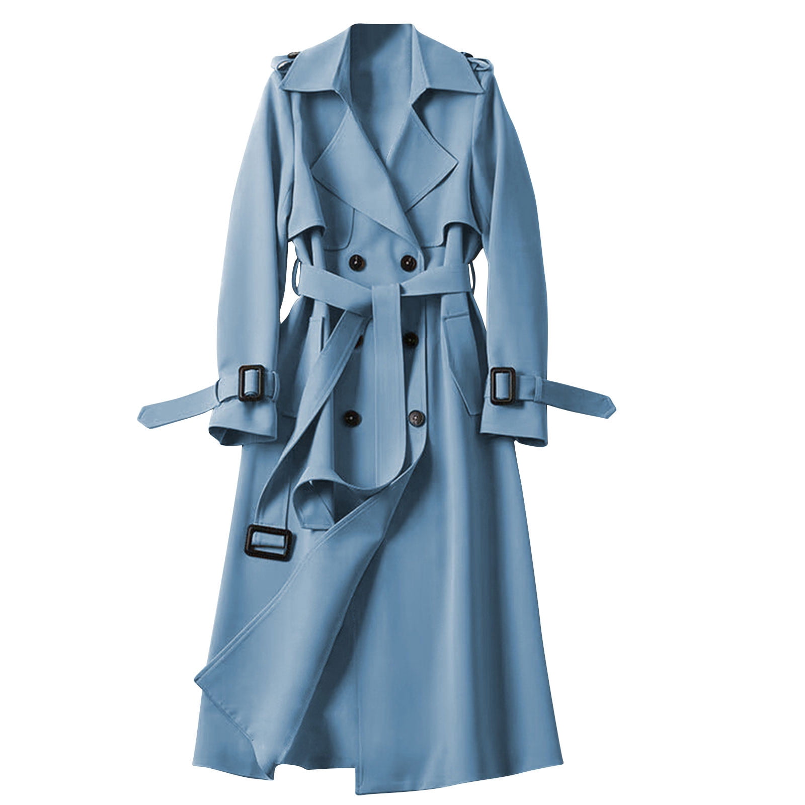 Soki Women's Long Double-Breasted Trench Coat Fall Winter Jacket with Belt