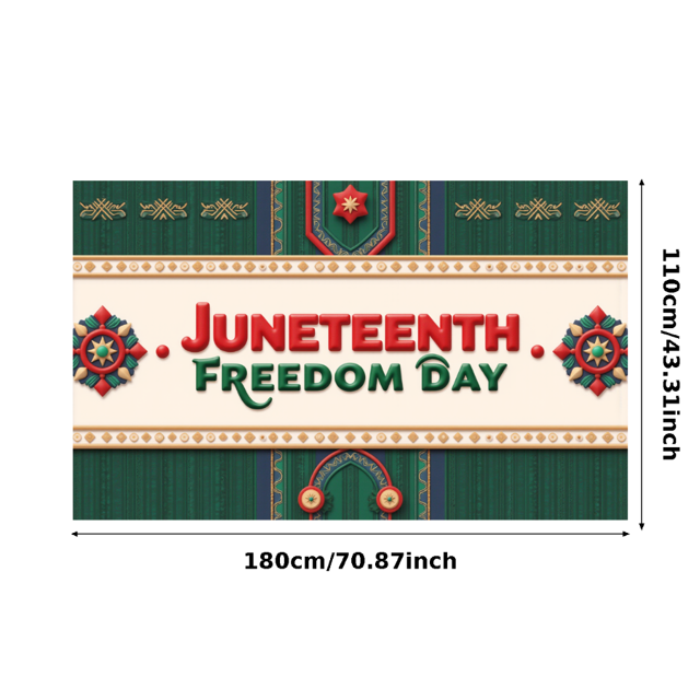Colorful Design Juneteenth Celebration Banner Ethnic Pattern Freedom Day Banner Durable Polyester Juneteenth Decor for National Holiday African American Celebration Indoor Outdoor Decoration