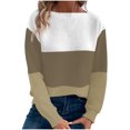 thumbnail image 1 of Timegard Tops for Women Lightweight Drop Shoulder Sweaters Crewneck Long Sleeve Pullover Tops Block Color, 1 of 9