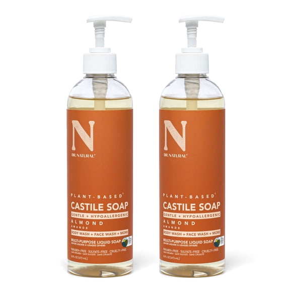 Dr. Natural Castile Liquid Soap, Bathroom Soap, Almond, 473 ml, 2 pk