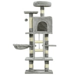 CoSoTower 49 Inch Large Cat Tree for Indoor Cats, Light Grey