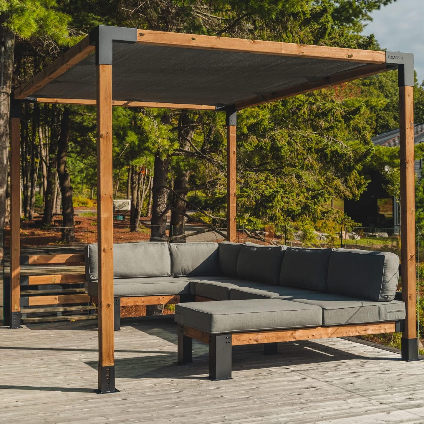 Toja 8' X 12' Pergola Kit With Shade Sail For 4X4 Wood Posts