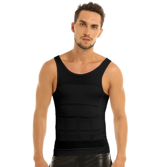 Yanarno Men's Slimming Body Shaper Shirts Stretchy Spandex Compression Tank Top Undershirts Shapewear Black XL