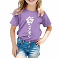 thumbnail image 1 of LUOGENLI T-Shirt pour Filles Garçon et Fille Mode Décontractée Imprimé Col Rond Ample Manche Courte T-Shirt Haut Longues Chemises pour Filles Violet 12-13 Ans, 1 of 1