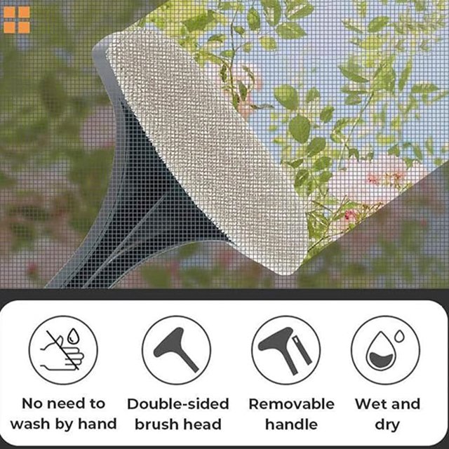 VONKY Plastic Screen Mesh Cleaning Brush For Spotless for Windows And Screens Easy To Clean And Dual Wet Dry yellow green 5Set