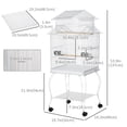 thumbnail image 3 of PawHut 53.9'' Large Rolling Steel Bird Cage Bird House with Wheels, White, 3 of 10