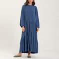 thumbnail image 1 of Gspmoly Robes d'Été pour Femmes, Robe Décontractée Grande Taille pour Femmes à Col Montant, Couleur Unie, Manches Longues, Hiver Automne, Basique, Maxi Longue Décontractée, Robe Quotidienne de Vacances, Économies sur Robes Habillées pour Femmes, 1 of 9