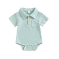 thumbnail image 1 of Yuyuzo Newborn Baby Boys Clothes Short Sleeve Bodysuit Button down Rompers Solid Color Summer Outfits, 1 of 3