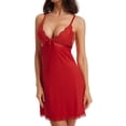 thumbnail image 2 of WTXUE Intimates / Chemises de Nuit et Robes Femmes Nuisette en Dentelle Robe de Nuit Col en V Lingerie Complète Robe de Sommeil / 1 Pce Rouge P, 2 of 6