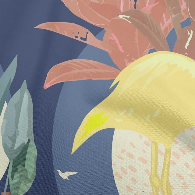 oneOone Rayon Royal Blue Fabric Tropical Abstract With Flamingo Craft Projects Decor Fabric Printed By The Yard 56 Inch Wide