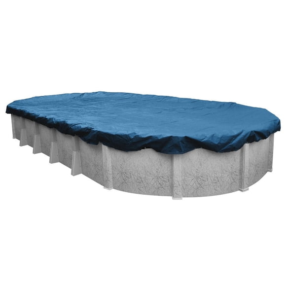 Robelle Couverture de Piscine Ovale d'Hiver Bleu Robuste 12 x 18 Pi pour Piscines hors Terre, Chevauchement de 4 Pi (Taille de Couverture 16 x 22 Pi), Uni 8 x 8 Bord, 2