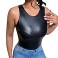 thumbnail image 1 of Hiiyo Débardeur en Cuir Aguichant pour Femmes Ajusté Col Rond Sans Manches, Tailles P-TG, 1 of 7