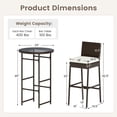 thumbnail image 3 of Gymax Set of 3 Outdoor Bar Set Patio Rattan Bar Height Table & Chairs w/ Glass Tabletop Mix Brown, 3 of 6