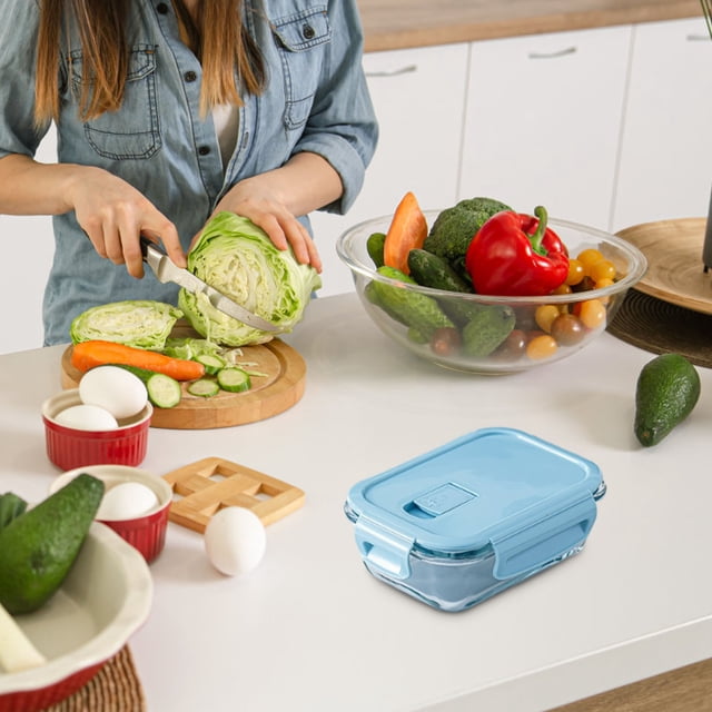 Glass Bento Box, Microwave Safe Lunch Container for Students Office, Thermal Shock Resistant Glass, Meal Prep Fresh-Keeping Box, Dishwasher Easy Clean, Portable Food Storage