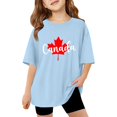 thumbnail image 1 of T-shirt Canada Filles Drapeau Canadien Col Rond Manches Courtes Tee Filles Fête Nationale Graphique Imprimé Coupe Ample Fête Nationale Canadienne Drapeau Imprimé Haut Manches Courtes, 1 of 7