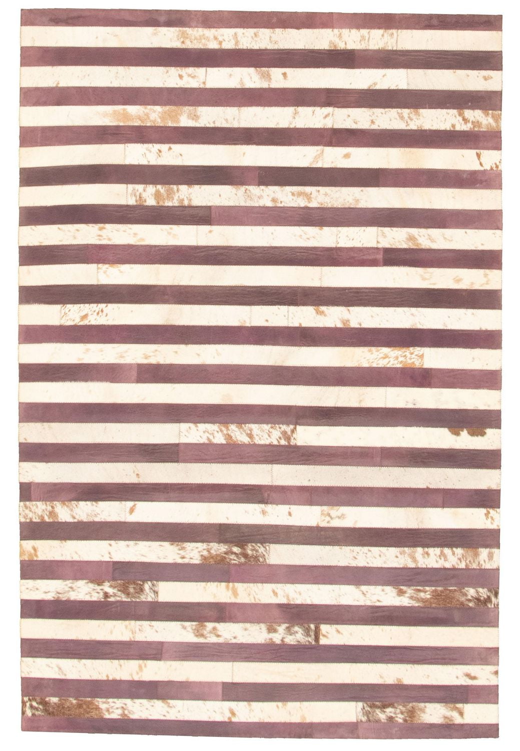 ECARPETGALLERY 4'8" x 6'7" Contemporary Cowhide Patchwork Handmade Area Rug for Living Room, Dining Room and Bedroom Brown