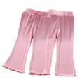 thumbnail image 1 of KYAIGUO 1-6T Baby Toddler Girls Summer Flare Pants Solid Color Ribbed Ruffle Bell Bottoms Spring Cotton Leggings Trousers, 1 of 9