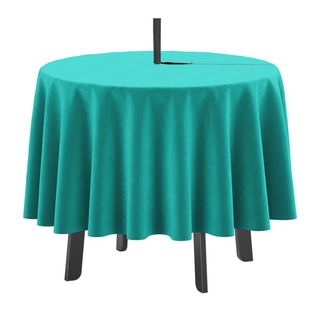 Vargottam Indoor/Outdoor Round Tablecloth 58 Inch Round Tablecloth with Umbrella , Waterproof Zippered Patio Table Cloths, Spring/Summer Table Covers forCircular Table/BBQs/Picnic-Turquoise Green