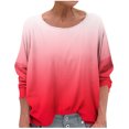 thumbnail image 3 of WRKEKC T-Shirts à Manches Longues pour Femmes, Chemises à Manches Longues pour Femmes, T-shirt Tendance Confortable à Manches Longues à Col Rond Dégradé Imprimé pour Femmes Grande Taille, 3 of 6