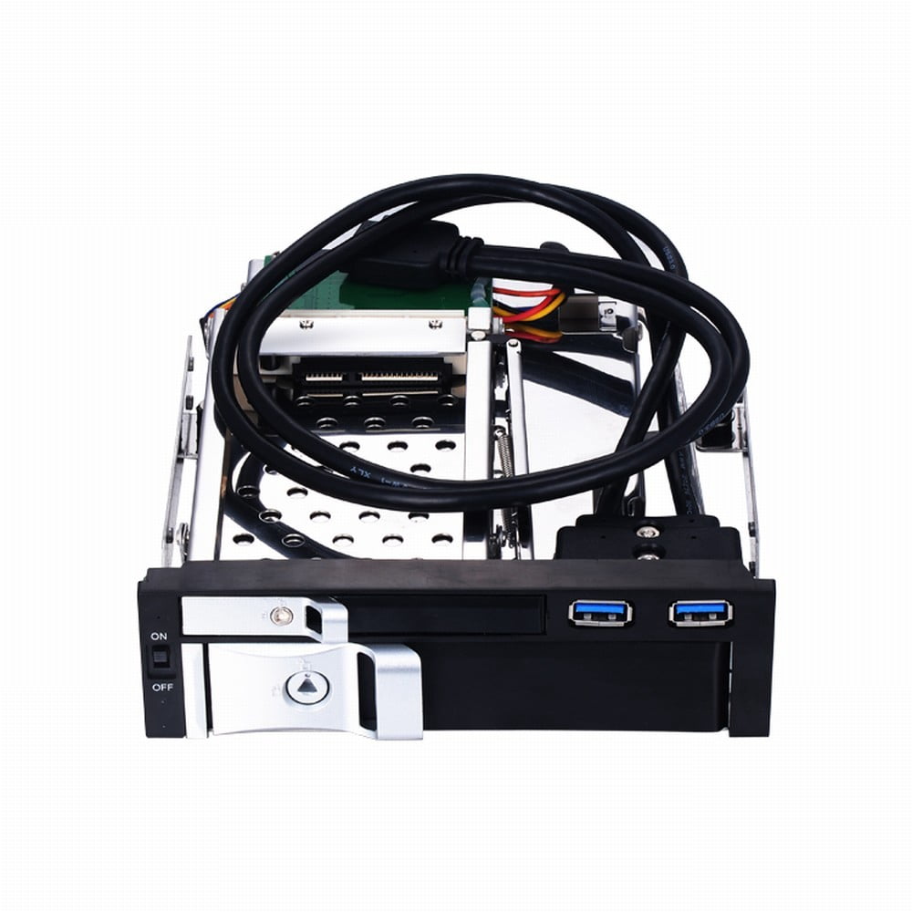 Case 5.25 inch Internal Dual Slot Hard Disk Case 2.5+3.5 inch  HDD/SSD Enclosure Tool-free Design with 2 USB3.0 Ports Safety Locks Not Inclube Hard Disk