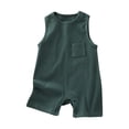 thumbnail image 1 of Ohufall 3M-2T Rompers for Babies Summer Solid Color Sleeveless Infant Tank Rompers Stretch Comfy Pockets Unisex Infant Bodysuit, 1 of 3