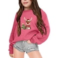 thumbnail image 1 of MIASHUI Sweatshirts de Noël pour Enfants Col Rond Imprimé Pull Chaud pour Enfants, Rose Vif, 5-6 Ans, 1 of 4