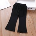 thumbnail image 4 of KYAIGUO 1-6T Baby Toddler Girls Summer Flare Pants Solid Color Ribbed Ruffle Bell Bottoms Spring Cotton Leggings Trousers, 4 of 9