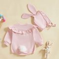 thumbnail image 3 of MIASHUI Baby Girl Easter Outfit Clothes Long Sleeve Romper with Cute Rabbit Ear Hat,Pink,3-6 Months, 3 of 8