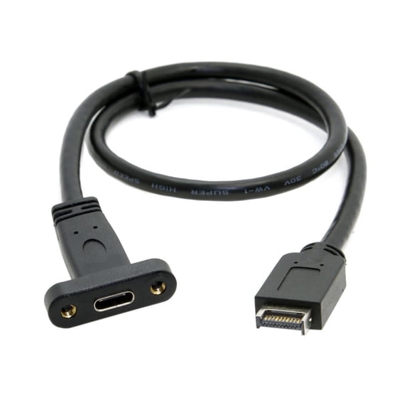 CY USB 3.1 Type-E Front Panel Header Male to USB-C Type-C Female Extension Cable with Panel Mount Screw 40cm