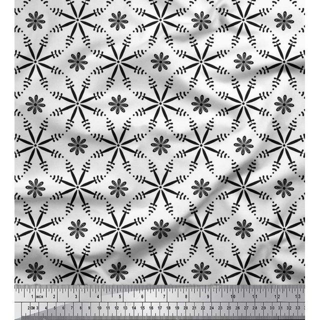 Soimoi polyester Crepe Fabric Flower Artistic Print Sewing Fabric Yard 42 Inch Wide