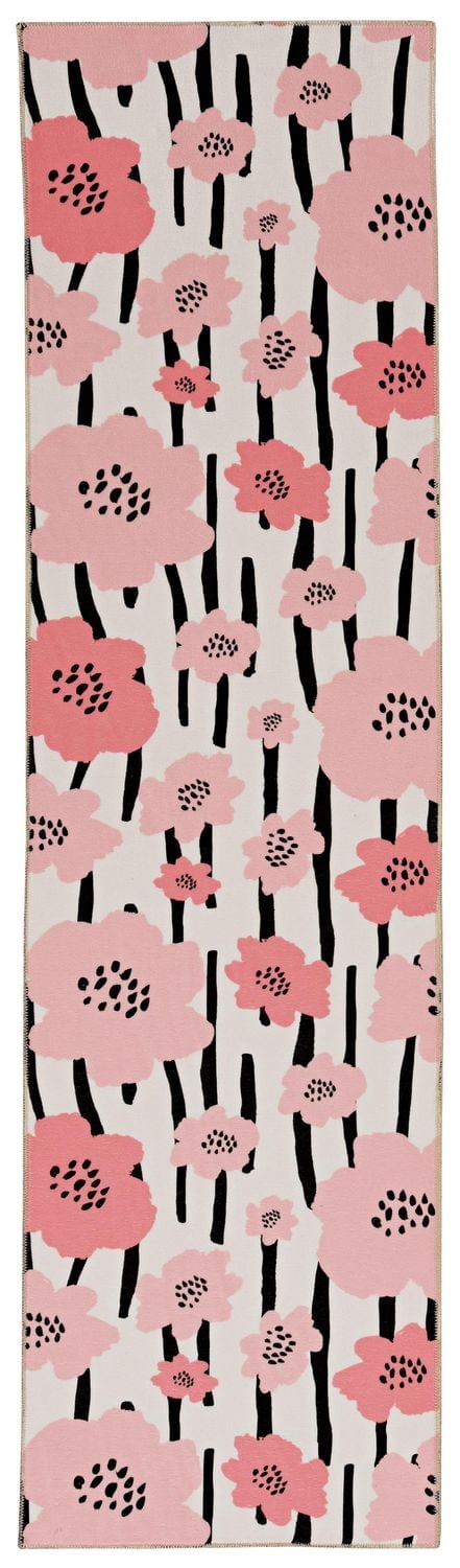 Tapis de couloir lavable Laurel 2 pi x 8 pi ivoire et rose