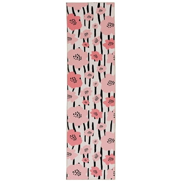 Tapis de couloir lavable Laurel 2 pi x 8 pi ivoire et rose