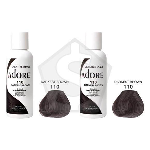 Bundle of 2 - ADORE SEMI Permanent Hair Color (4oz) - 110 Darkest Brown