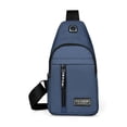 thumbnail image 2 of Crossbody Strap Bag Backpack with Headphone Hole | Multipurpose Sling Chest Pack | Lightweight Nylon Shoulder Bag | Adjustable Strap | Multiple Pockets | Hiking Travel Outdoor | 31x17x5cm | Blue, 2 of 7