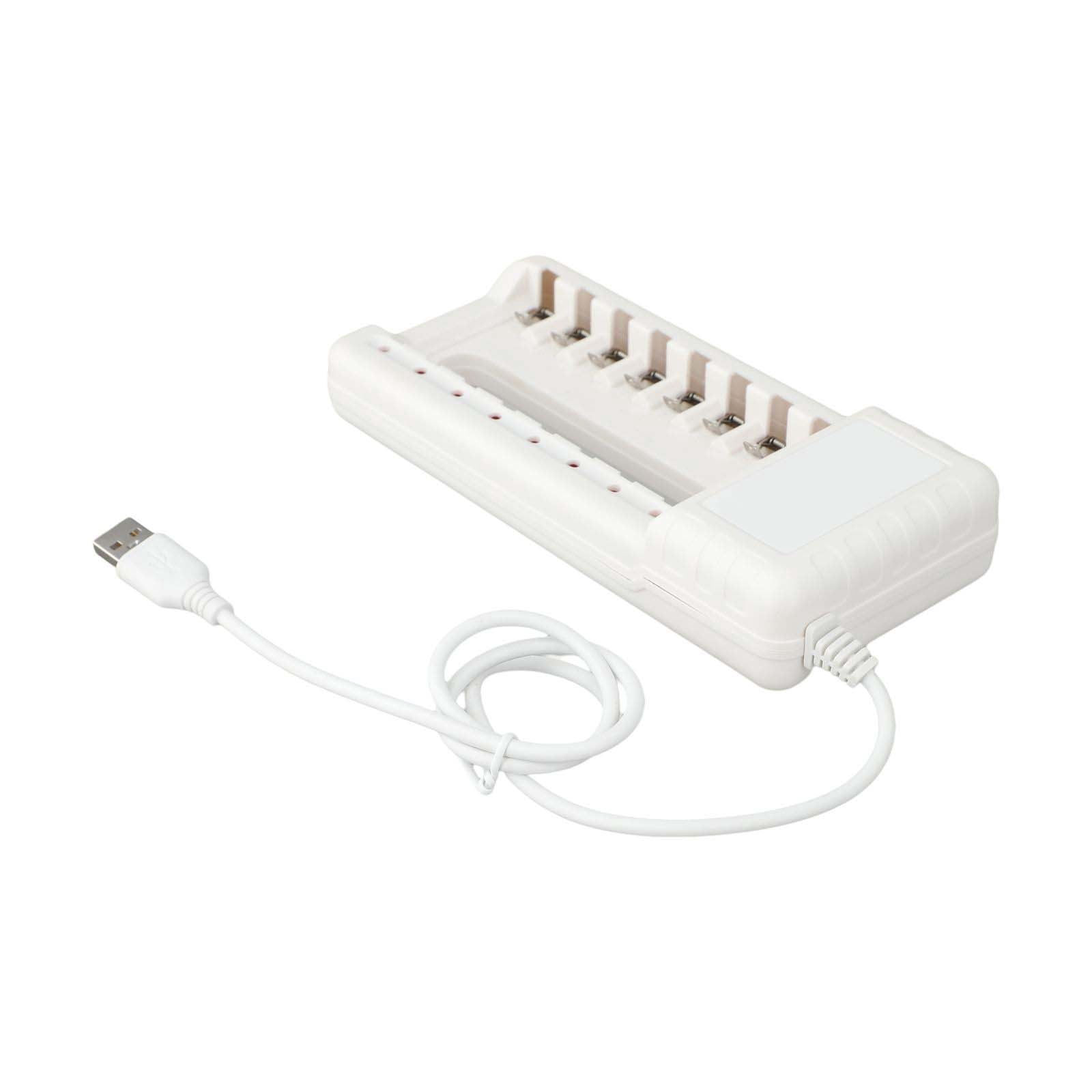 Chargeur de Pile USB Rechargeable 8 Emplacements Charge Rapide pour Outils de Pile AAA/AAA