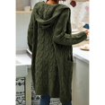 thumbnail image 4 of Women Hooded Open Front Cardigan Cable Knit Sweaters Solid Chunky Long Sweater Coats with Pockets, 4 of 5