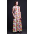 thumbnail image 3 of Bimba Floral Printed Front Slit Sleeveless Summer Spring Long Women BeachDress-Small, 3 of 5