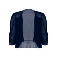 thumbnail image 3 of Women's Half Sleeve Ruffle Sheer Shrug Bolero Cardigan Summer Open Front Chiffon Blouses Tops Navy Blue S, 3 of 6