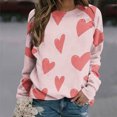 thumbnail image 2 of RKSTN Chandail en Molleton Femme Mode Cœur Imprimé T-shirt Ample Saint-Valentin Manches Longues Col Rond Décontracté, 2 of 4